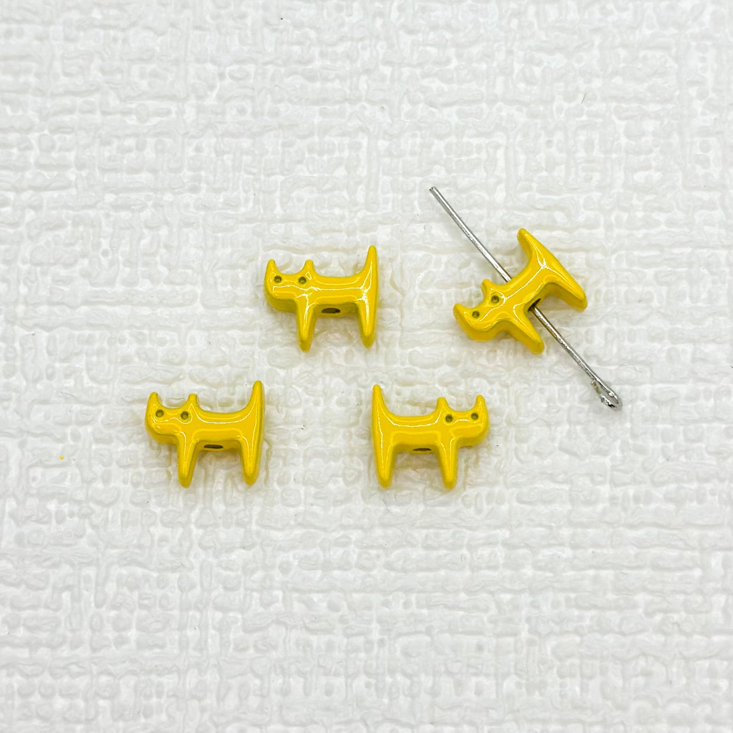 Cat Shaped Metal Beads 12mm Glossy Colorful Painted Alloy 20pcs 8