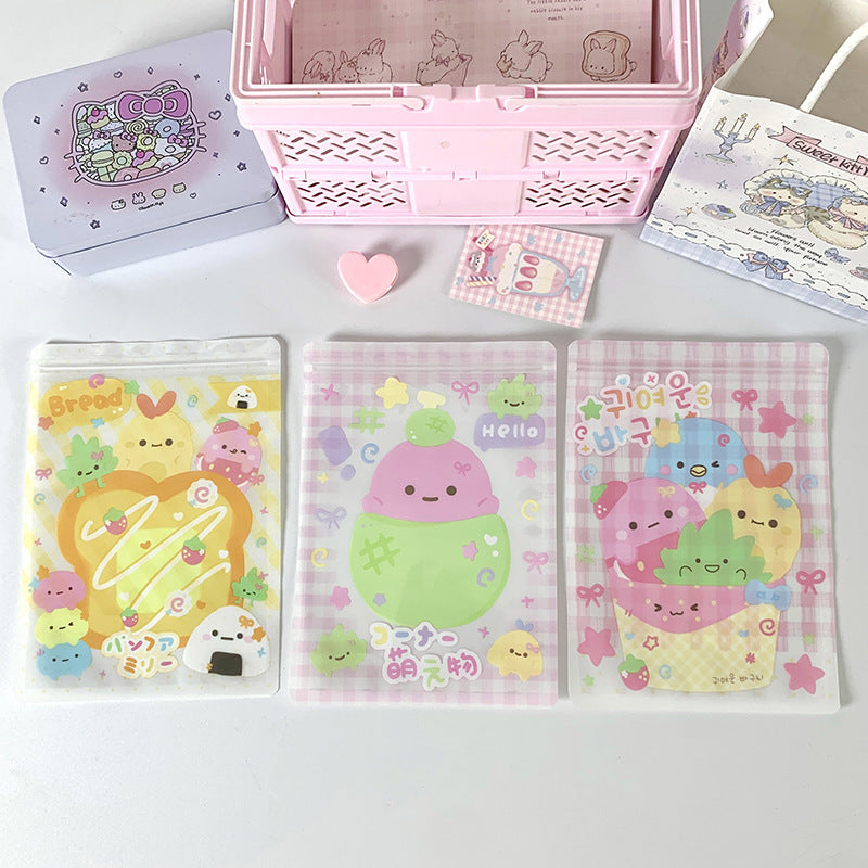 Rectangular Top Seal Zip Lock Plastic Bags 12.9x18cm Chick and Bear Print 10pcs 5