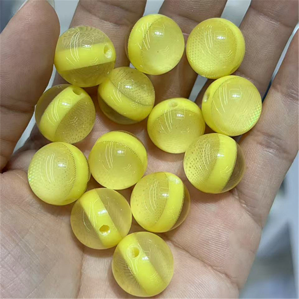 Imitation Opal Plaid Pattern Resin Beads 16mm Glossy Mixed Colors 100pcs 10