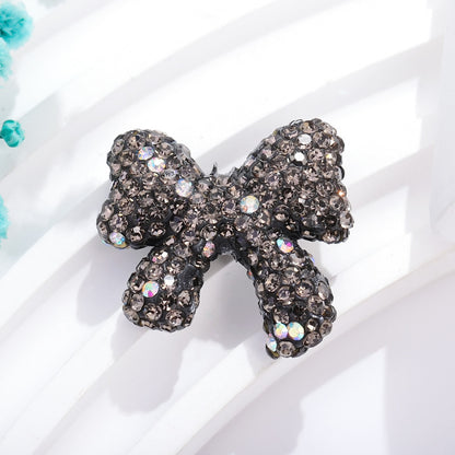 Rhinestone Bow Clay Beads 28mm Colorful Sparkle 5pcs 12