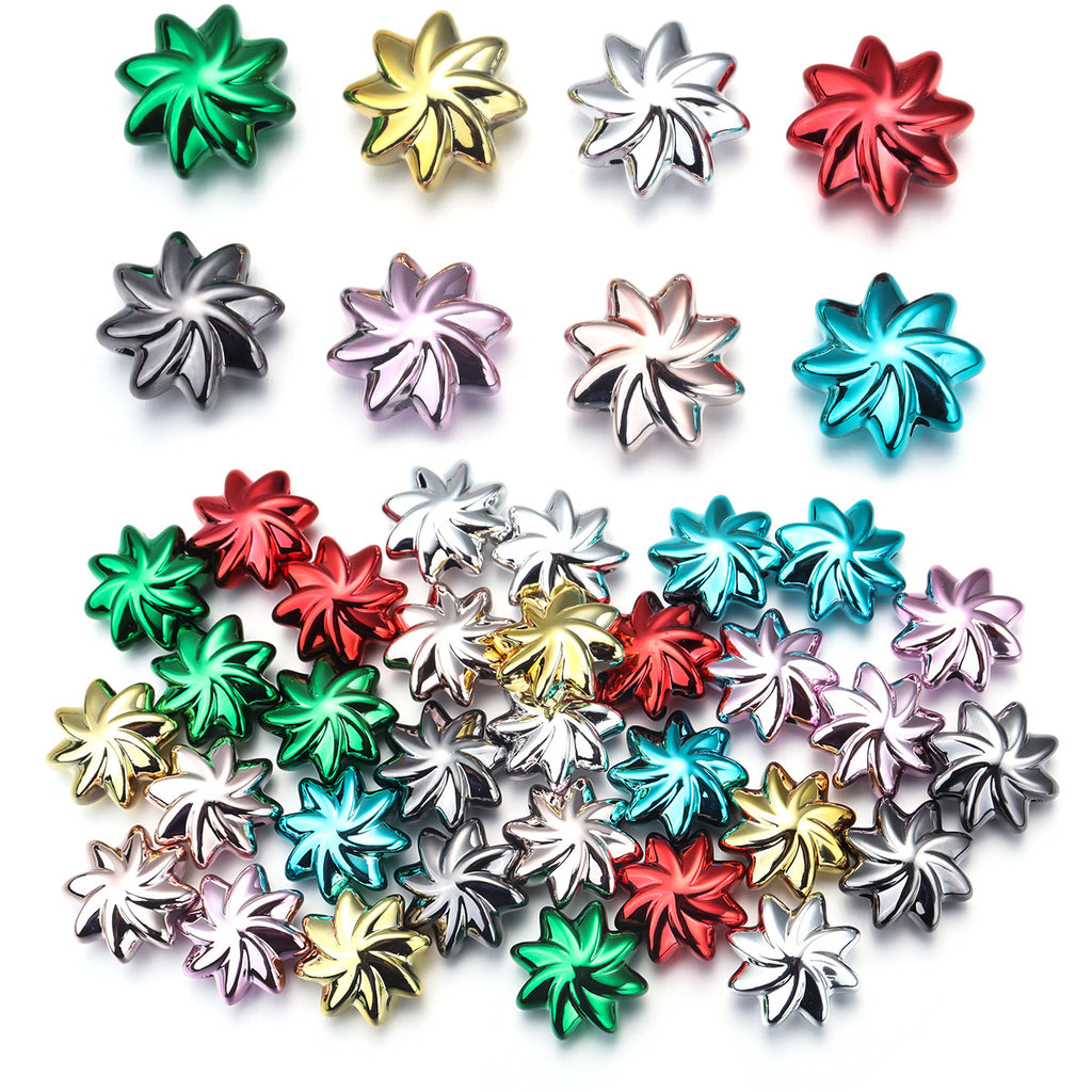 UV Plating Flower Acrylic Beads 20mm Metallic Finish 10pcs 2