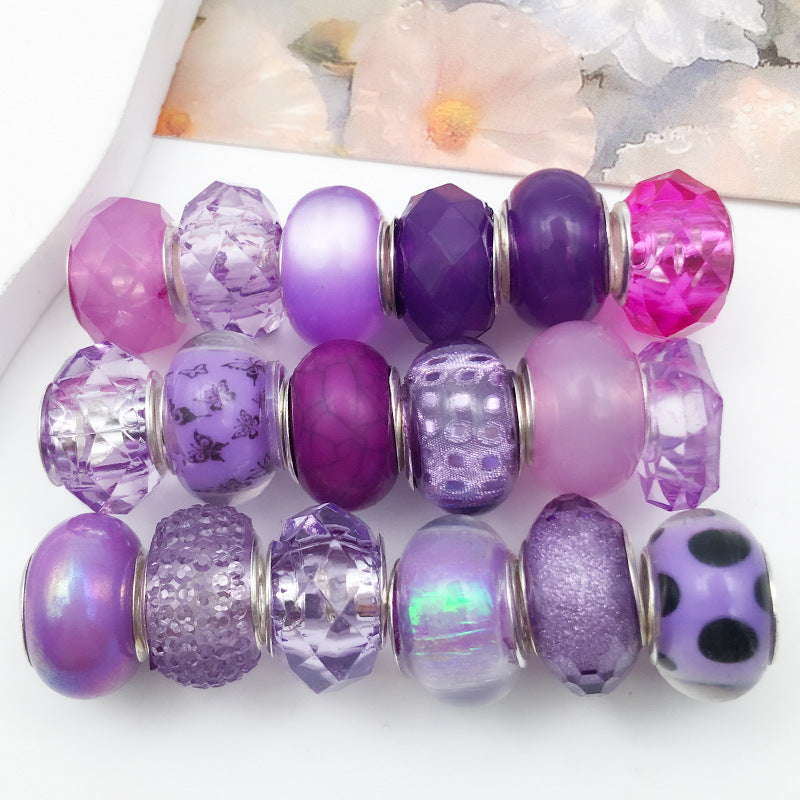 Purple Tone Resin Spacer Beads Mixed Shapes and Finishes 40pcs