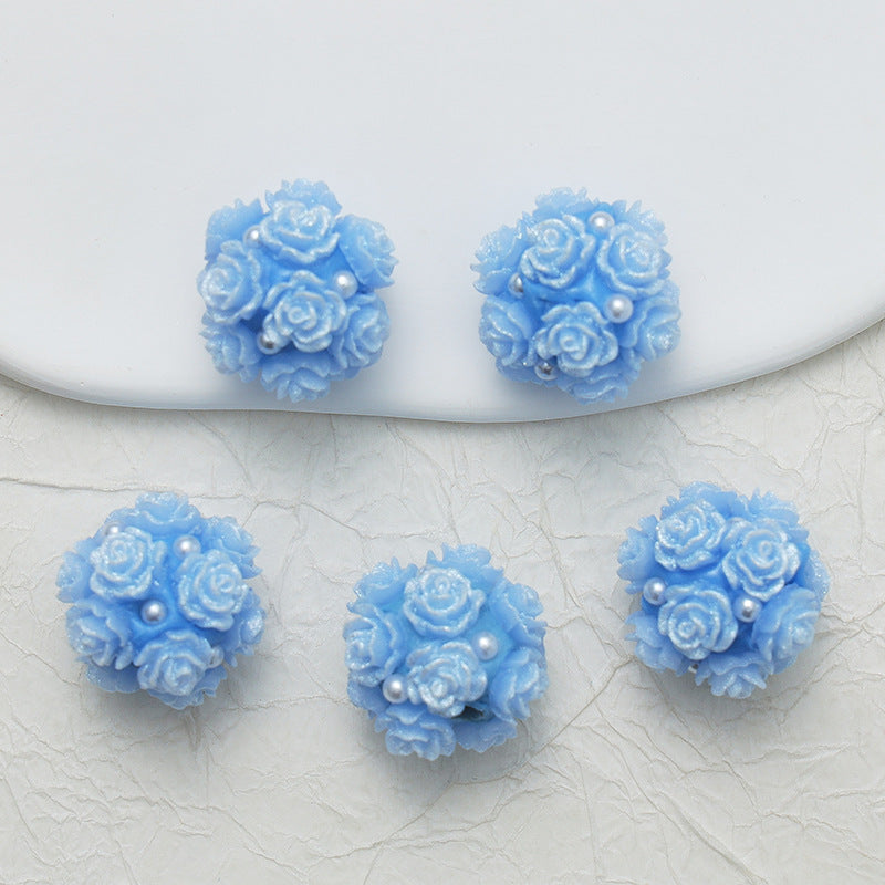 Embellished Flower Cluster Clay Beads 20mm Gradient Rose 10pcs 31