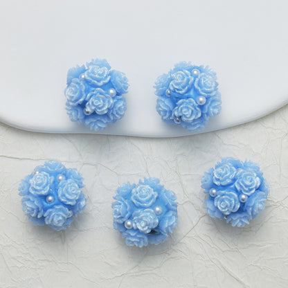 Embellished Flower Cluster Clay Beads 20mm Gradient Rose 10pcs 31