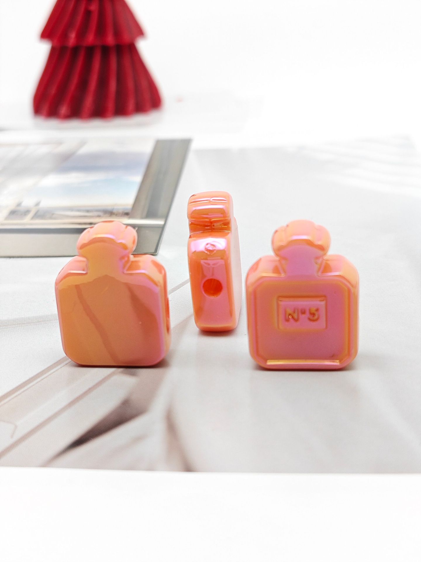 Painted Perfume Bottle Acrylic Beads 29mm Enamel Finish 50pcs 20