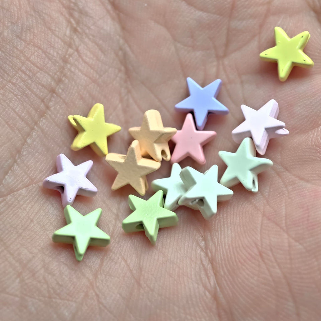 Star Metal Beads 10mm Smooth Painted Pastel Colors 20pcs 3