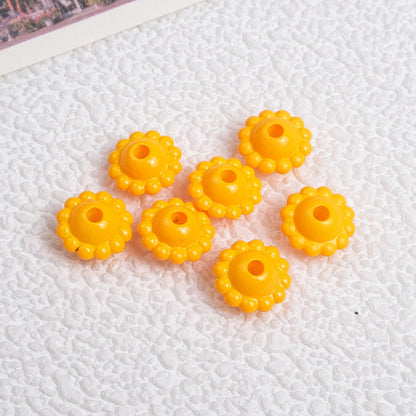 Acrylic Flower Spacer Beads 9mm Baking Painted 100pcs 14