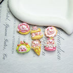 Glossy Pig Resin Beads Playful Dessert Design 10pcs 4