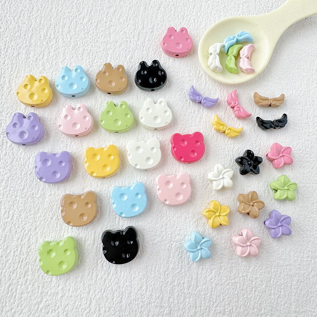Baking Painted Cheese Animal Metal Beads Whimsical Pastel Colors 20pcs