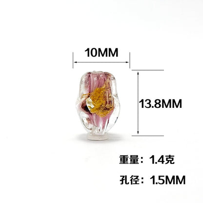 Lampwork Glass Beads Irregular Oval Gold Dust Filled 13mm 10pcs 2