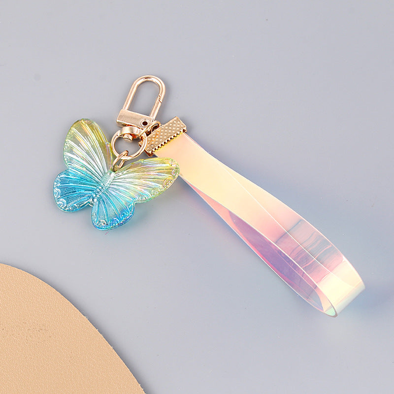 Acrylic Gradient Crystal Butterfly Wristlet Keychain Colorful 8
