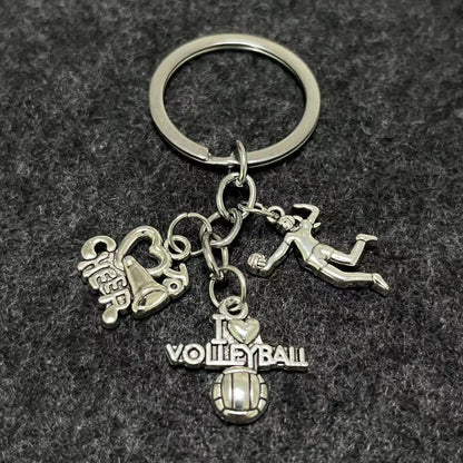 Alloy Horn Volleyball Player Keychain Metal Sports Charm 21