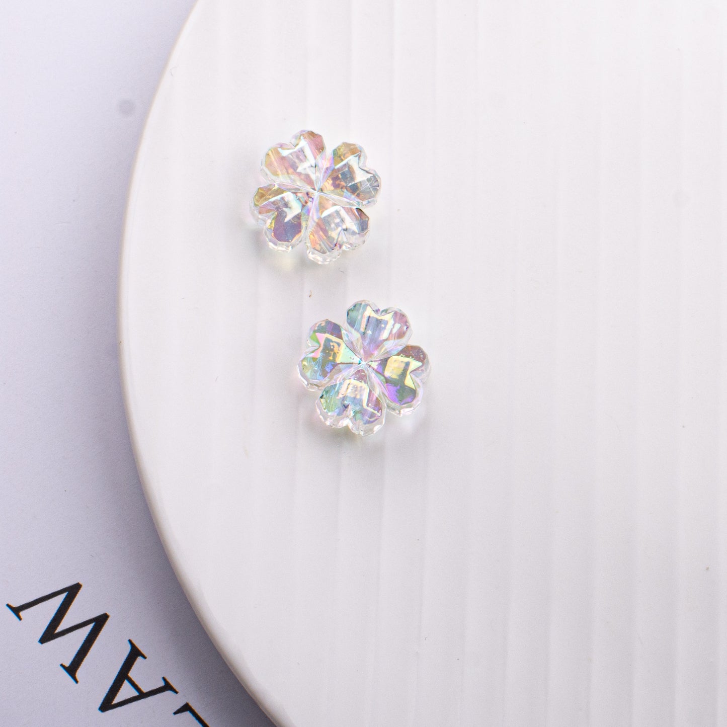 Transparent Plating Clover Acrylic Beads 14mm Summer Glow 10pcs 11