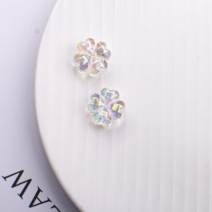 Transparent Plating Clover Acrylic Beads 14mm Summer Glow 10pcs 11