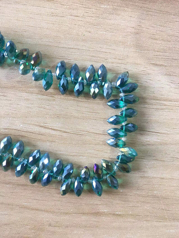 Water Drop Electroplated Glass Beads 6x12mm Transparent Faceted 95pcs 17