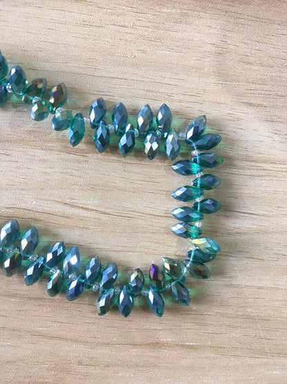 Water Drop Electroplated Glass Beads 6x12mm Transparent Faceted 95pcs 17