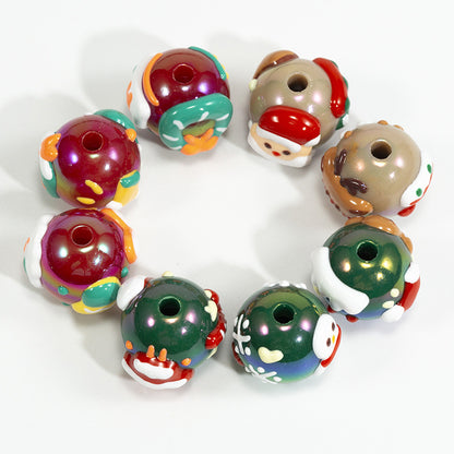Hand Painted Christmas Socks Acrylic Beads 16.7*15mm Colorful 10pcs 4