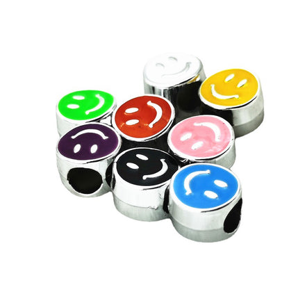 Smiling Face Enamel CCB Plastic Beads 10x8mm Colorful Mixed 50pcs 4