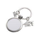 Metal Graduation Sublimation Keychain Round Photo Frame Silver 3