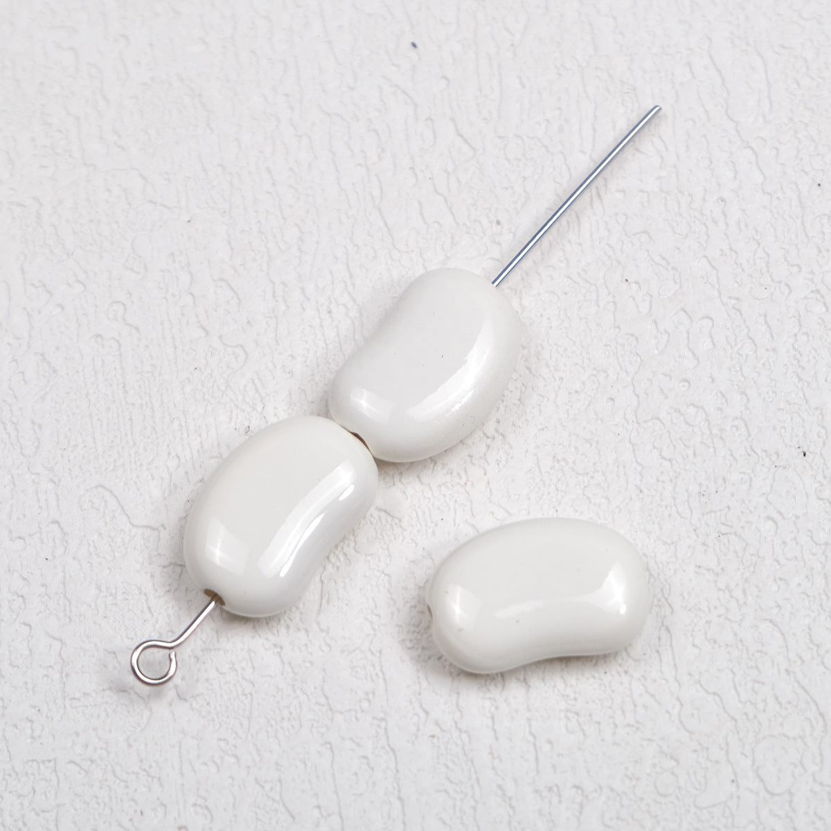 Painted Pea Acrylic Beads 15mm Glossy Jelly Bean Style 50pcs 12