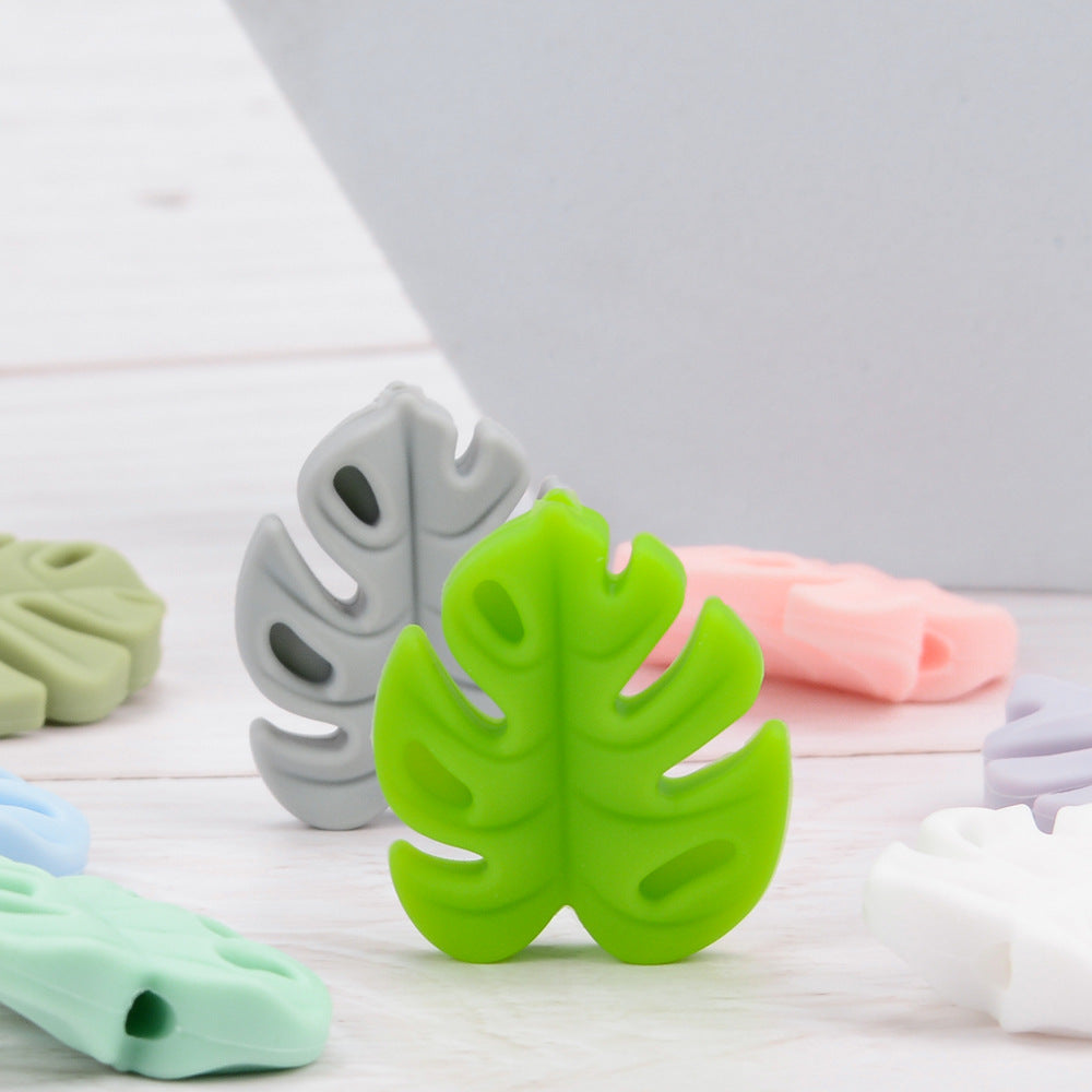 Silicone Focal Beads Leaf Soft Veined Upright Design 20pcs 3