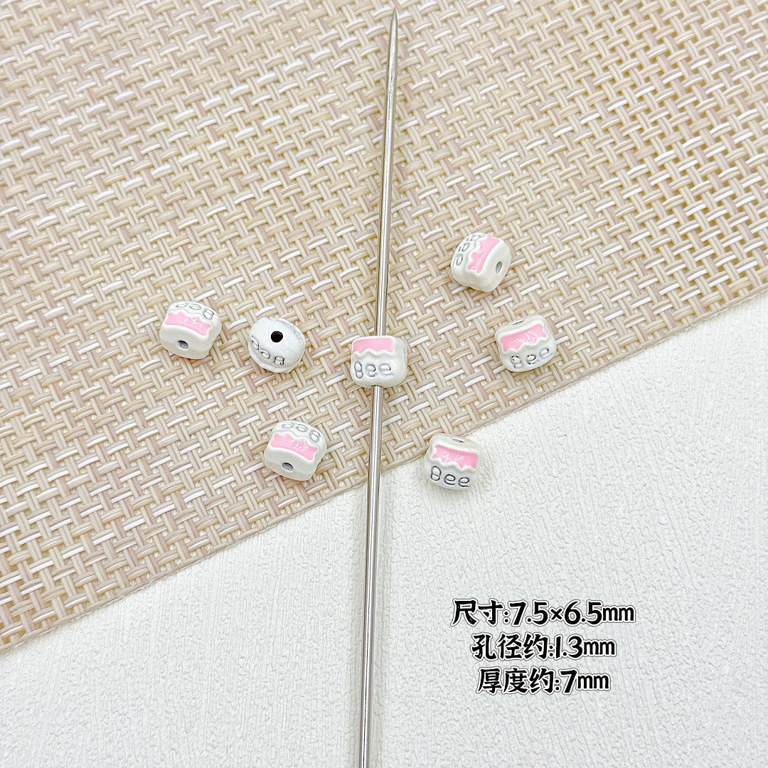 Bear and Honeypot Metal Beads 13mm Hand-Painted Colorful 10pcs 15