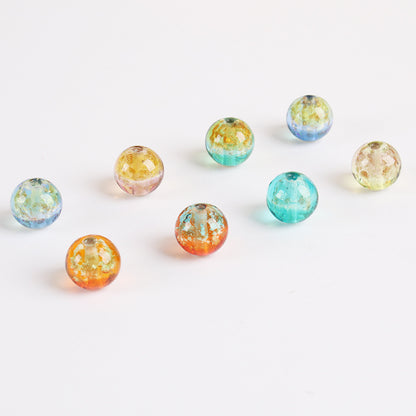 Lampwork Glass Beads Round 12mm Double Color Luminous Foil 5pcs 2