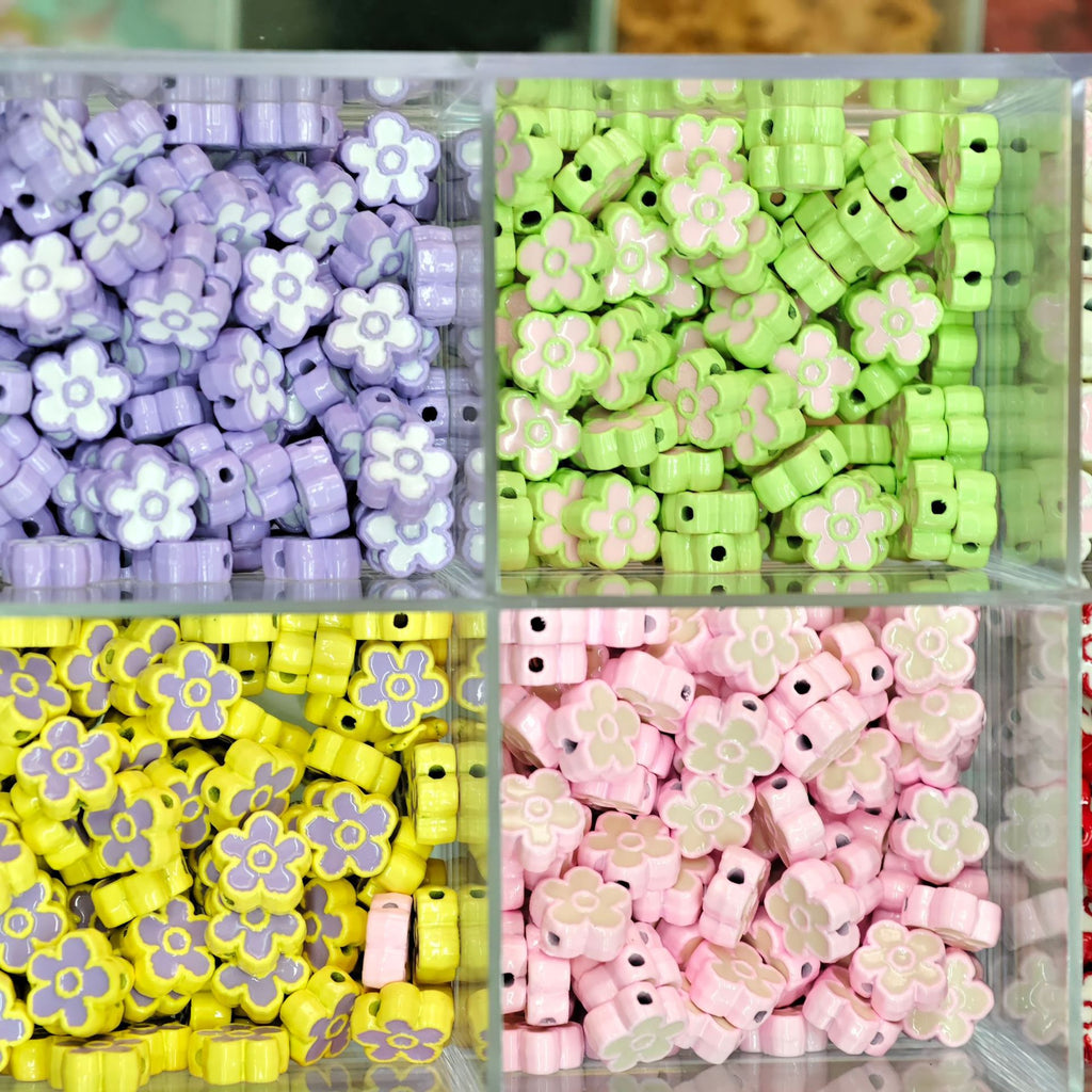 Flower Metal Beads 10mm Baking Painted Two-Color Zinc Alloy 10pcs 2