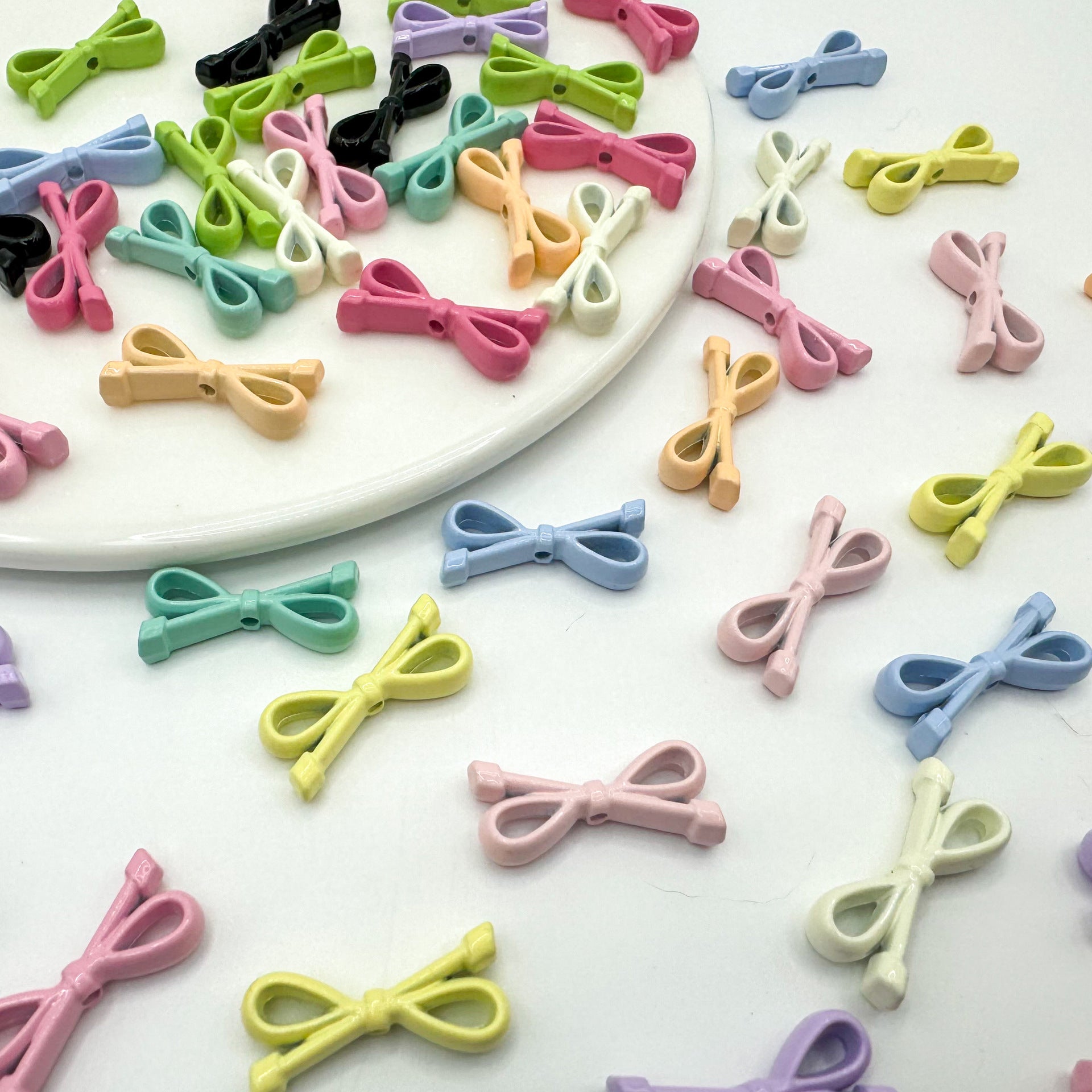 Eight Character Shaped Bow Tie Metal Beads 10*22mm Baking Painted 10pcs 6