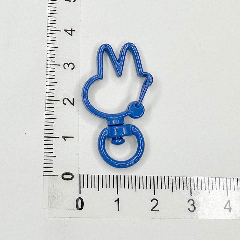 Spray Painted Bunny Head Zinc Alloy Buckle Keychain Clasps 20pcs 14