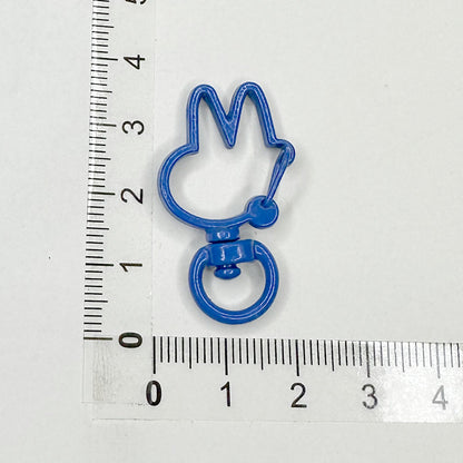 Spray Painted Bunny Head Zinc Alloy Buckle Keychain Clasps 20pcs 14