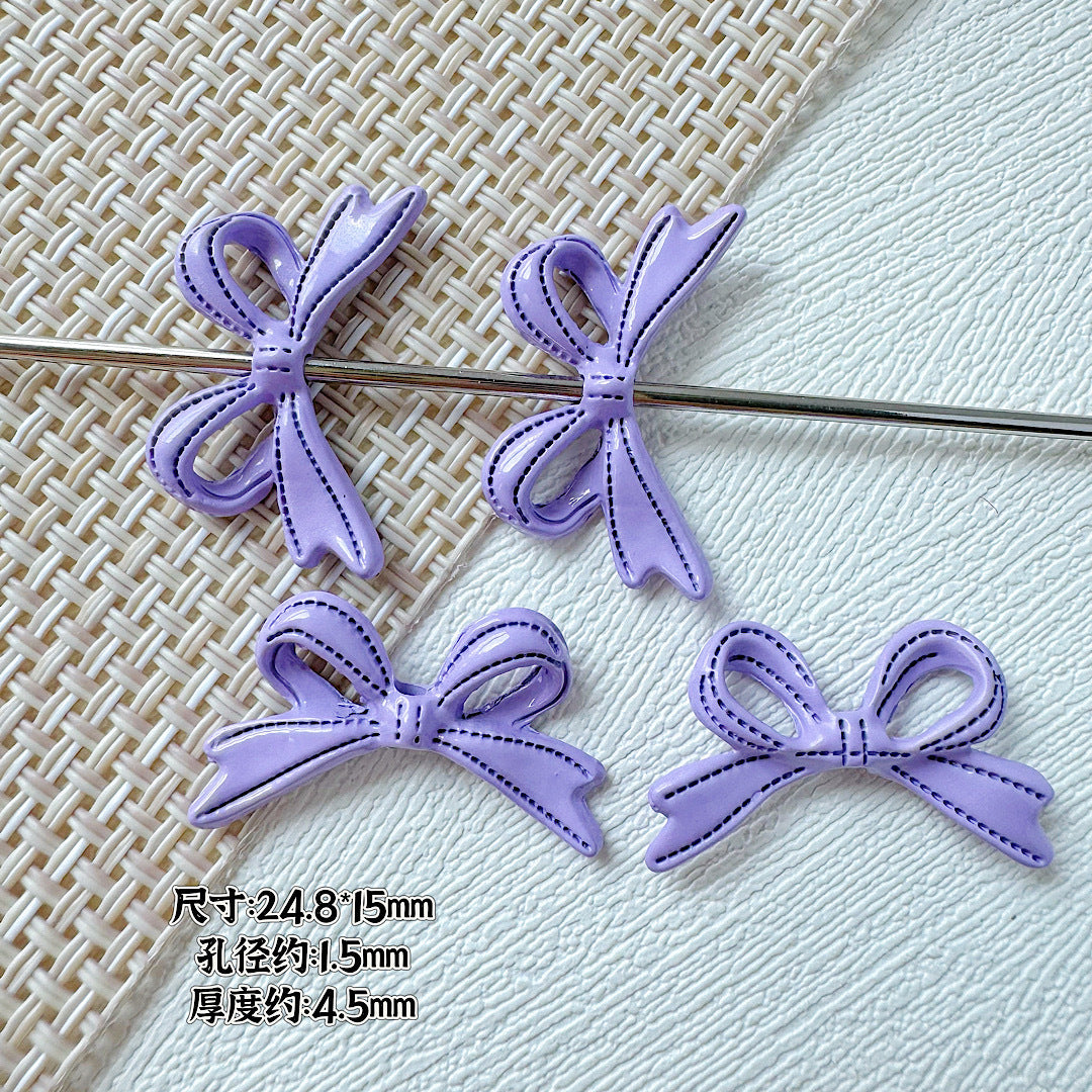 Bow Metal Beads 24mm Painted Lace Pastel Colors 20pcs 10