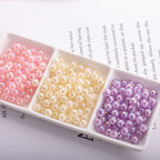 Plating Round Acrylic Beads 8mm Crackle Pastel Mixed Colors 50pcs