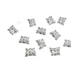 Flower Acrylic Beads Glossy Silver Tone Floral Detail CCB Plastic 100pcs 5