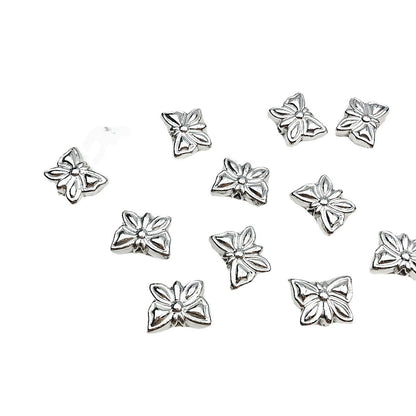 Flower Acrylic Beads Glossy Silver Tone Floral Detail CCB Plastic 100pcs 5