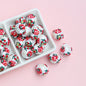 Hand Painted Christmas Wreath and Snowflake Acrylic Beads 18mm 10pcs 17