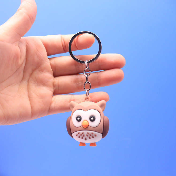 Silicone Owl Keychain Cute Wild Animal Charm Pastel Colors 11
