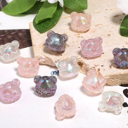 Plating Glitter Teddy Bear Acrylic Beads 16mm Pastel Shades 50pcs 4