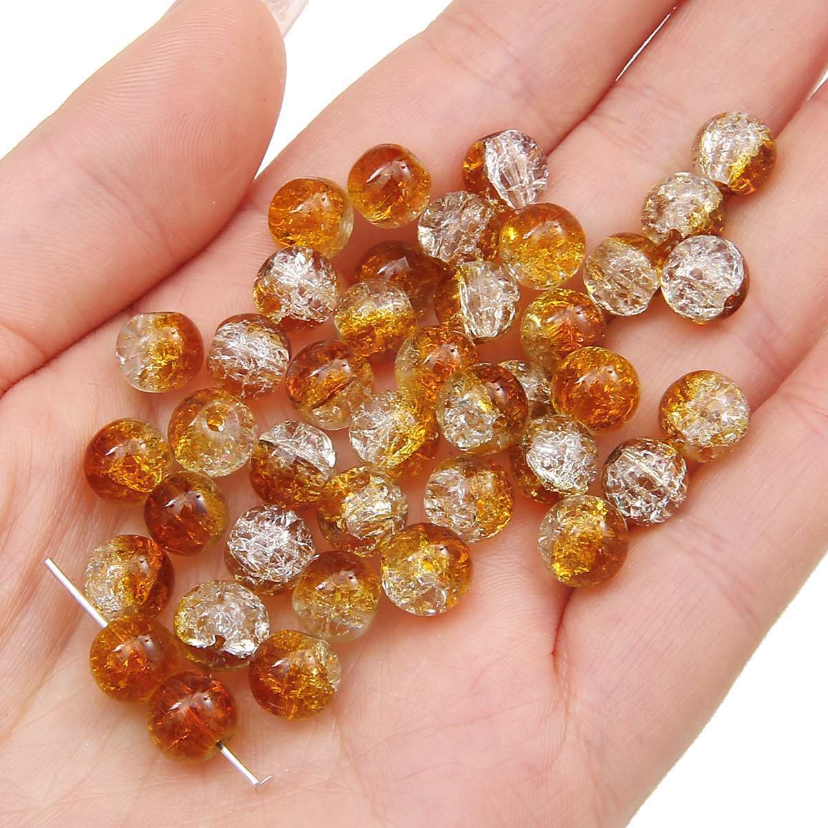 Crackle Round Glass Beads 10mm Assorted Colors 40pcs 15