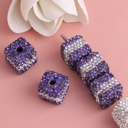 Polymer Clay Cube Rhinestone Beads 24mm Waistline Sparkle 5pcs 12