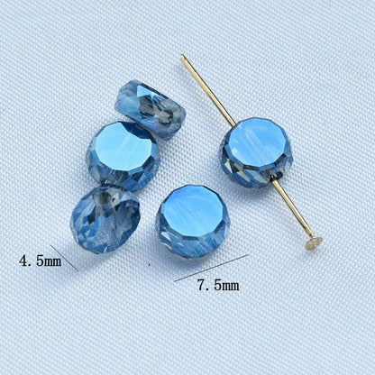 Electroplated Flat Cut Glass Beads 7.5mm 12mm Vibrant Colors 10pcs 10