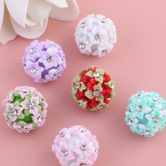 Embellished Bubblegum Beads 22mm Gradient Six Petal Flower Cluster 5pcs