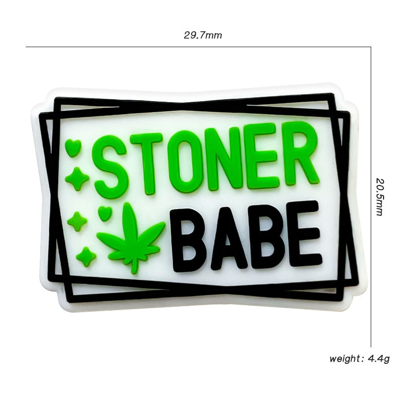 Silicone Focal Beads Stoner Babe Green Maple Leaves Hearts Stars 20pcs 2