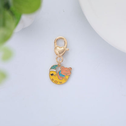 Metal Cat Keychain Enamel Colorful Gold Clasp Charm 9