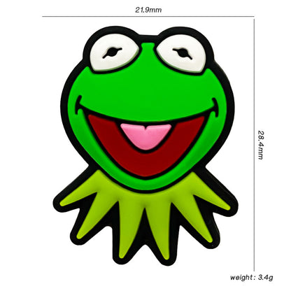 Silicone Focal Beads Frog Smiling Face Green 20pcs 2