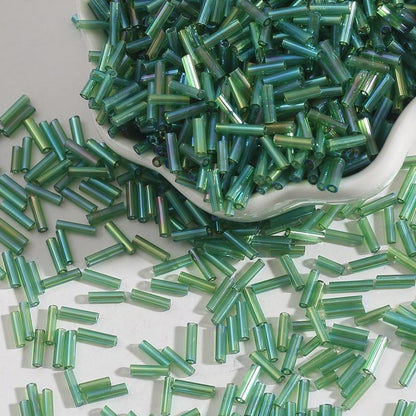 Plating Bugle Glass Beads 7mm Vibrant Polished Colors 1800pcs 15