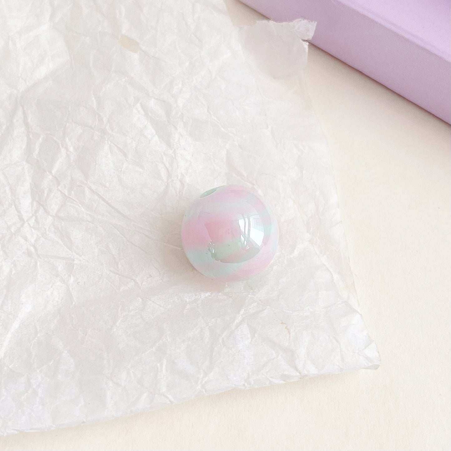 UV Plating Round Acrylic Beads 15mm Dual Color Flow 100pcs 10