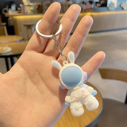 PVC Cartoon Space Bunny Keychain Astronaut Design Pastel Colors 7