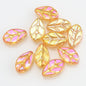 Czech Glass Leaves Glass Beads 7x11mm Electroplated 50pcs 10