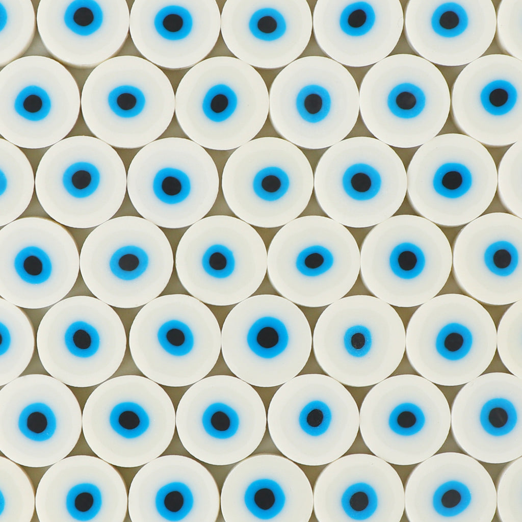 Flat Clay Beads 10mm Evil Eye Polymer Bright Mixed Colors 100pcs 6